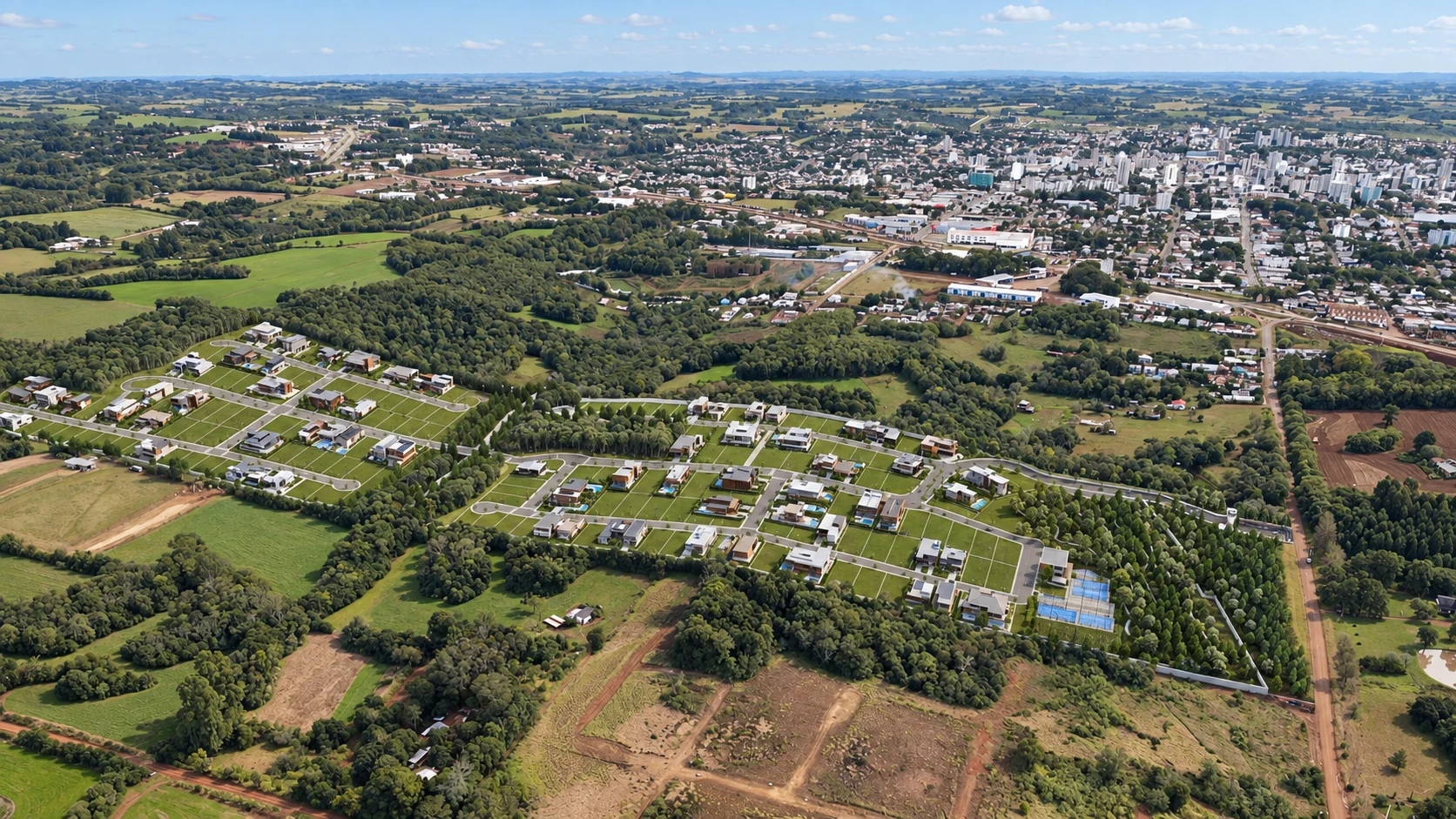 Visualização arquitetônica 3D do Bennavie Condomínio e seu entorno urbano